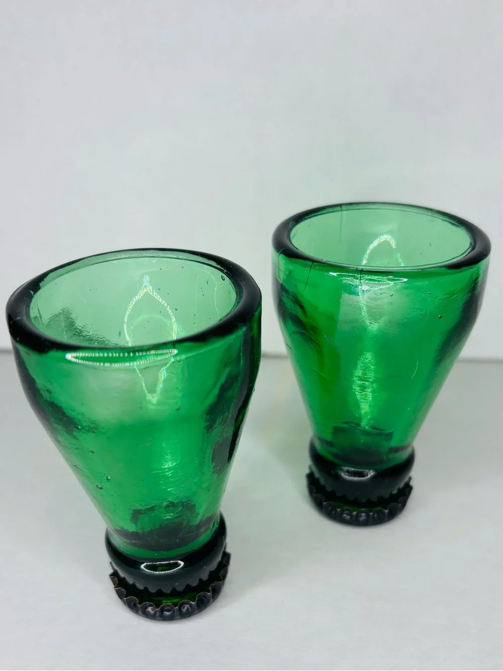 Green Bottle Top Shot Glasses - Set of 2